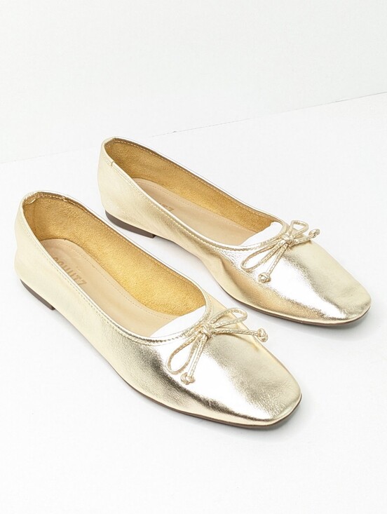 SCHUTZ Shoes - Schutz Arissa Square Toe Ballet Flats Metallic Gold Women's 7.5
